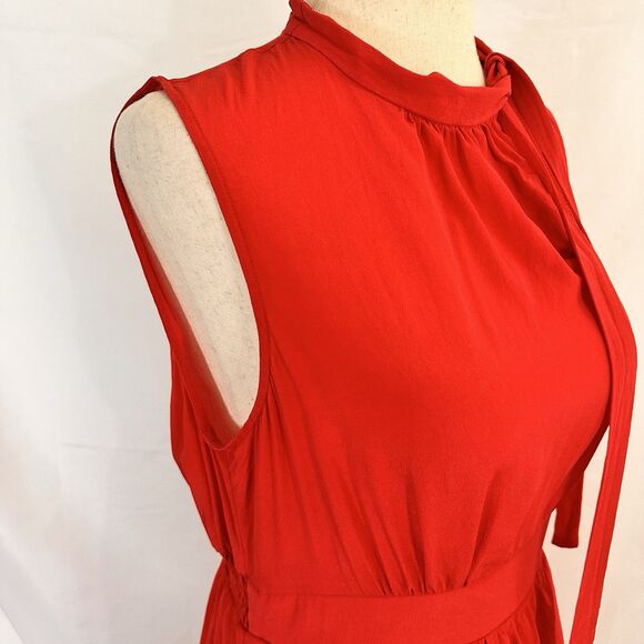 Anthropologie Girls From Savoy Red Silk Dress Tiered Sz 6 Ruffles - Picture 6 of 9